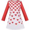 Sunny Fashion Girls Dress Long Sleeve Daisy Flower Striped Casual Cotton(Red Heart)