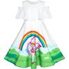 Sunny Fashion Girls Dress Mermaid Cartoon Princess Ruffle Collar Party Dress
