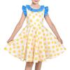 Sunny Fashion Girls Dress Navy Blue Flower Belt Vintage Party Size 6-14(Yellow Polka Dot)