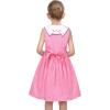 Sunny Fashion Girls Dress O-Neck Backless Smocked Embroidery Ruffle Vintage Sleeveless(Pink Polka Dot)