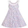 Sunny Fashion Girls Dress O-Neck Backless Smocked Embroidery Ruffle Vintage Sleeveless(Purple)