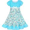 Sunny Fashion Girls Dress Purple Flower Summer Casual Dress Lace Size 6-14(Blue Dot)