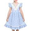 Sunny Fashion Girls Dress Purple Flower Summer Casual Dress Lace Size 6-14(Blue Lace)