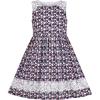 Sunny Fashion Girls Dress Purple Flower Summer Casual Dress Lace Size 6-14(Blue Rose)