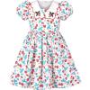 Sunny Fashion Girls Dress Purple Flower Summer Casual Dress Lace Size 6-14(Blue Strawberry)