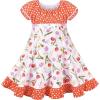Sunny Fashion Girls Dress Purple Flower Summer Casual Dress Lace Size 6-14(Orange)