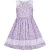 Sunny Fashion Girls Dress Purple Flower Summer Casual Dress Lace Size 6-14(Purple Flower)