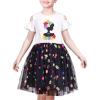 Sunny Fashion Girls Dress Purple Short Sleeve Rainbow Tulle Skirt Birthday Party(Black Flowers)