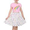 Sunny Fashion Girls Dress Purple Short Sleeve Rainbow Tulle Skirt Birthday Party(Pink Rainbow)