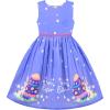 Sunny Fashion Girls Dress Purple Sunflower Green Leaves Butterfly Size 4-12(Blue Bunny)