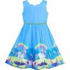 Sunny Fashion Girls Dress Purple Sunflower Green Leaves Butterfly Size 4-12(Blue Unicorn)