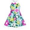 Sunny Fashion Girls Dress Purple Sunflower Green Leaves Butterfly Size 4-12(Green Leaves)