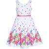 Sunny Fashion Girls Dress Purple Sunflower Green Leaves Butterfly Size 4-12(Pink and White)