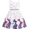 Sunny Fashion Girls Dress Purple Sunflower Green Leaves Butterfly Size 4-12(Purple Bunny)