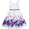 Sunny Fashion Girls Dress Purple Sunflower Green Leaves Butterfly Size 4-12(Purple/Blue)