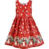Sunny Fashion Girls Dress Purple Sunflower Green Leaves Butterfly Size 4-12(Red)