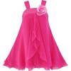 Sunny Fashion Girls Dress Sleeveless Halter Flower Multi Layer Chiffon(Deep Pink)