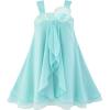 Sunny Fashion Girls Dress Sleeveless Halter Flower Multi Layer Chiffon(Light Cyan)