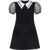 Sunny Fashion Girls Dress T-Shirt Cotton Bird Embroidered Short Sleeve Size 2-6(Black)