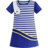 Sunny Fashion Girls Dress T-Shirt Cotton Bird Embroidered Short Sleeve Size 2-6(Blue Bird)