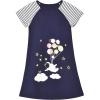 Sunny Fashion Girls Dress T-Shirt Cotton Bird Embroidered Short Sleeve Size 2-6(Blue Stars)
