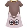 Sunny Fashion Girls Dress T-Shirt Cotton Bird Embroidered Short Sleeve Size 2-6(Brown Owl)