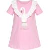Sunny Fashion Girls Dress T-Shirt Cotton Bird Embroidered Short Sleeve Size 2-6(Pink)