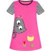 Sunny Fashion Girls Dress T-Shirt Cotton Bird Embroidered Short Sleeve Size 2-6(Pink Cat)
