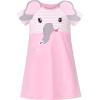 Sunny Fashion Girls Dress T-Shirt Cotton Bird Embroidered Short Sleeve Size 2-6(Pink Elephant)