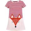 Sunny Fashion Girls Dress T-Shirt Cotton Bird Embroidered Short Sleeve Size 2-6(Red Fox)