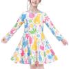 Sunny Fashion Girls Dress Unicorn Rainbow Long Sleeve Casual Dress Size 3-8(Colorful Bunny)