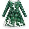 Sunny Fashion Girls Dress Unicorn Rainbow Long Sleeve Casual Dress Size 3-8(Green Christmas)
