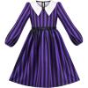 Sunny Fashion Girls Dress Unicorn Rainbow Long Sleeve Casual Dress Size 3-8(Purple Striped)