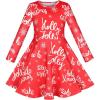 Sunny Fashion Girls Dress Unicorn Rainbow Long Sleeve Casual Dress Size 3-8(Red Christmas)