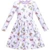 Sunny Fashion Girls Dress Unicorn Rainbow Long Sleeve Casual Dress Size 3-8(White Butterfly)