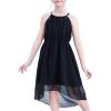 Sunny Fashion Girls Dress Yellow Leaf Sleeveless Summer Party Size 6-12(Black)