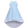 Sunny Fashion Girls Dress Yellow Leaf Sleeveless Summer Party Size 6-12(Blue Swiss Dot)