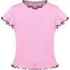 Sunny Fashion Girls Short Sleeve Tee T-Shirt Butterfly Sleeve Cotton Casual(Pink Lettuce Trim)
