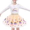Sunny Fashion Girls Skirt Navy Blue Pearl Stars Sparkling Tutu Dancing Size 4-12(Beige)