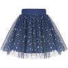 Sunny Fashion Girls Skirt Navy Blue Pearl Stars Sparkling Tutu Dancing Size 4-12(Blue Stars)