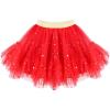 Sunny Fashion Girls Skirt Navy Blue Pearl Stars Sparkling Tutu Dancing Size 4-12(Red Pearl)