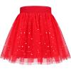 Sunny Fashion Girls Skirt Navy Blue Pearl Stars Sparkling Tutu Dancing Size 4-12(Red Sparkle)