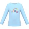 Sunny Fashion Girls White Long Sleeve T-Shirt Top Rainbow Sequins Letter Star(Blue)