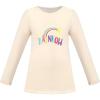 Sunny Fashion Girls White Long Sleeve T-Shirt Top Rainbow Sequins Letter Star(Yellow)