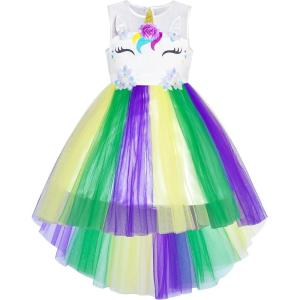 Sunny Fashion Flower Girl Dress Champagne Sequin Hi-Low Wedding Bridesmaid(Mardi Gras)