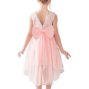 Sunny Fashion Flower Girl Dress Champagne Sequin Hi-Low Wedding Bridesmaid(Pink)