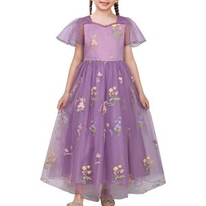 Sunny Fashion Flower Girls Dress Lace Hem Wedding First Communion Size 6-14(Lavender)