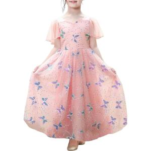 Sunny Fashion Flower Girls Dress Lace Hem Wedding First Communion Size 6-14(Pink Butterfly)