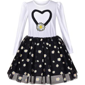 Sunny Fashion Girls Dress Christmas Santa Hat Long Sleeve Party Dress Size 6-12(Black)