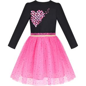 Sunny Fashion Girls Dress Christmas Santa Hat Long Sleeve Party Dress Size 6-12(Pink Heart)
